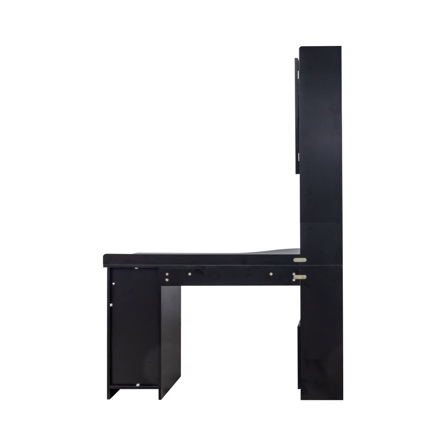 L-Shaped Corner Computer Desk with Storage & Hutch - Black