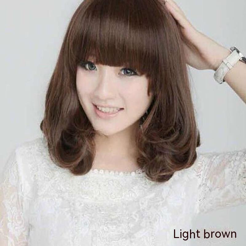 Women's Synthetic Hair Pieces - Mid-Length Straight Hair with Bangs, Multiple Colors