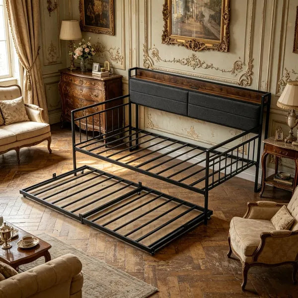 Twin Size Daybed Frame with Built-in Charging Station