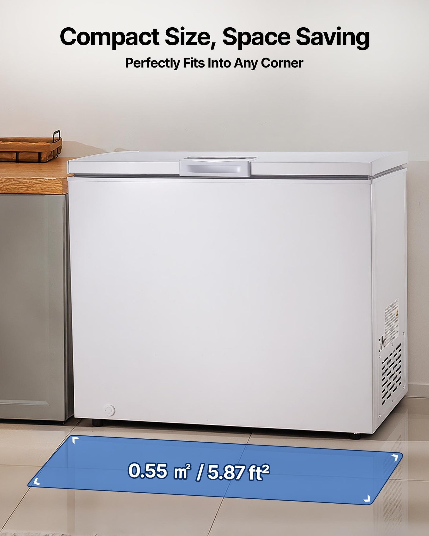 Chest Freezer 6.7 Cu.ft Compact Deep Freezer with Baskets & Adjustable Thermostat