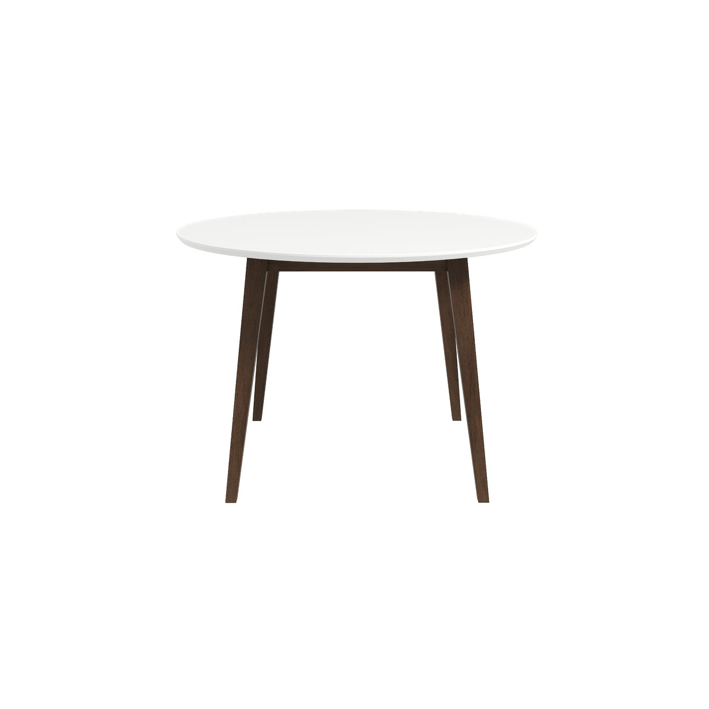 Paloma Mid-Century Modern Round Dining Table In White Solid Wood,