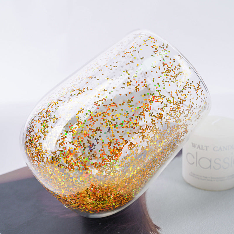 Christmas Tree Tumbler with Flowing Sequins Double Layer 380ML - Heat Resistant Holiday Drinkware