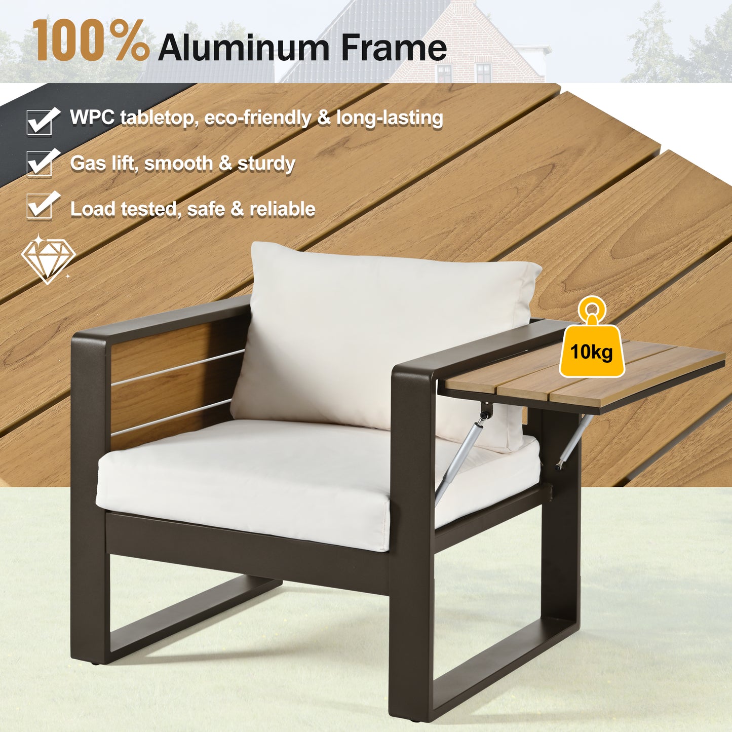 Large 4-Piece Aluminum Frame Outdoor Patio Furniture Set For 5