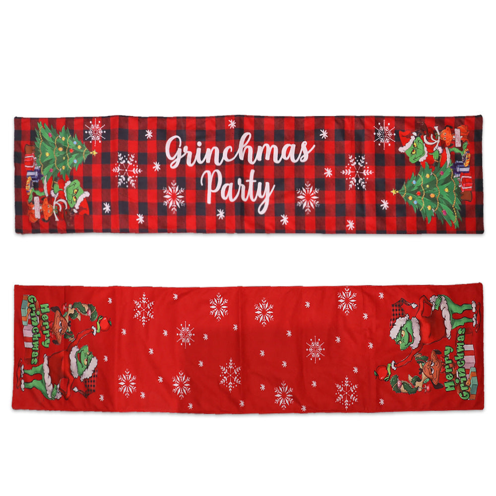 Christmas Table Runner for Holiday Dining - Grinch Design, 185x35cm