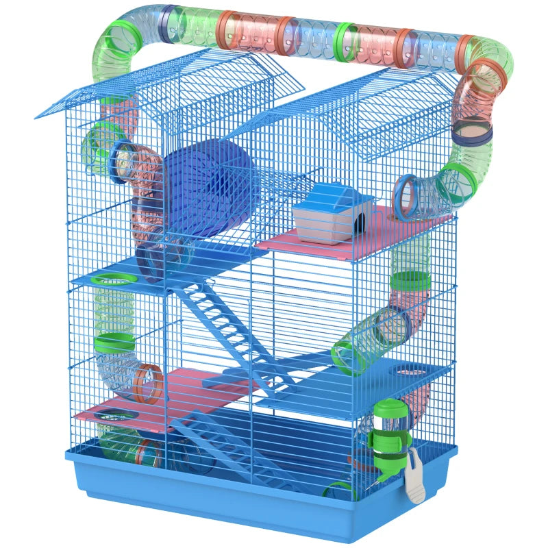 18.5 Inch 5-Tier Hamster Cage with Tubes and Tunnels - Small Animal Habitat