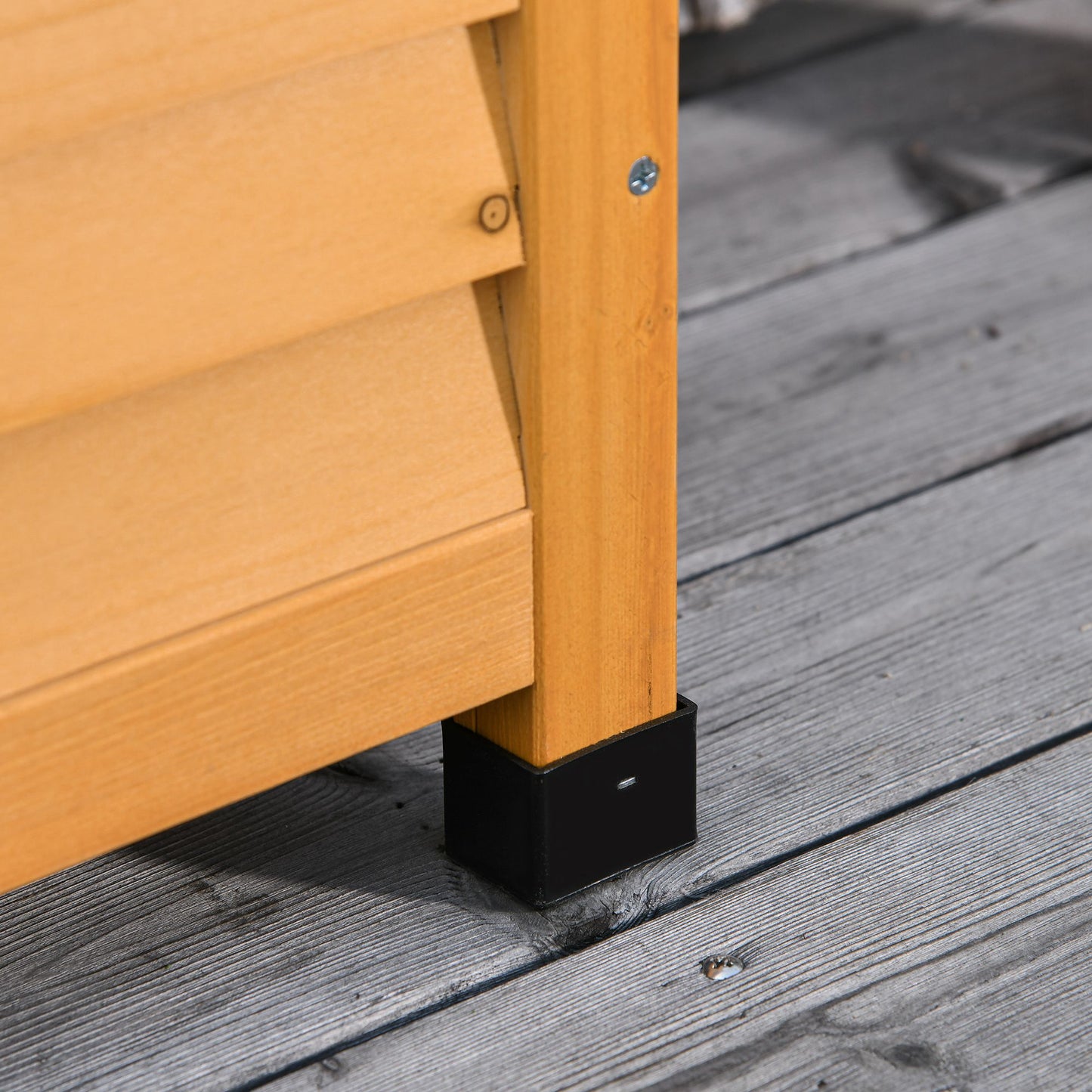 75 Gallon Wooden Deck Storage Box - Outdoor Weatherproof Tool Chest in Yellow