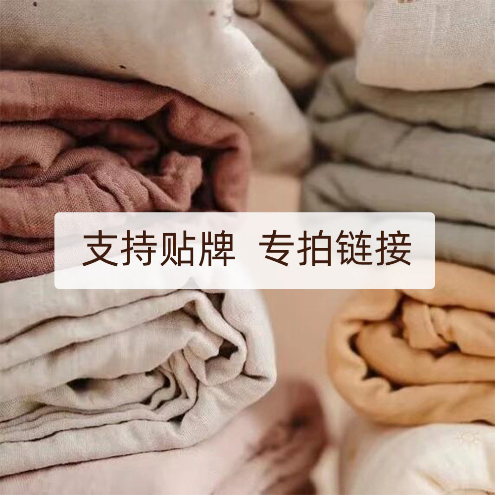 Solid Color Cotton Gauze Baby Blanket with Tassels - 120x120cm