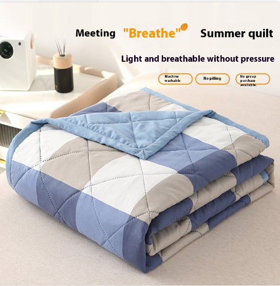 Washed Cotton Summer Quilt Blanket - Non-Printed, Lightweight, Multiple Sizes