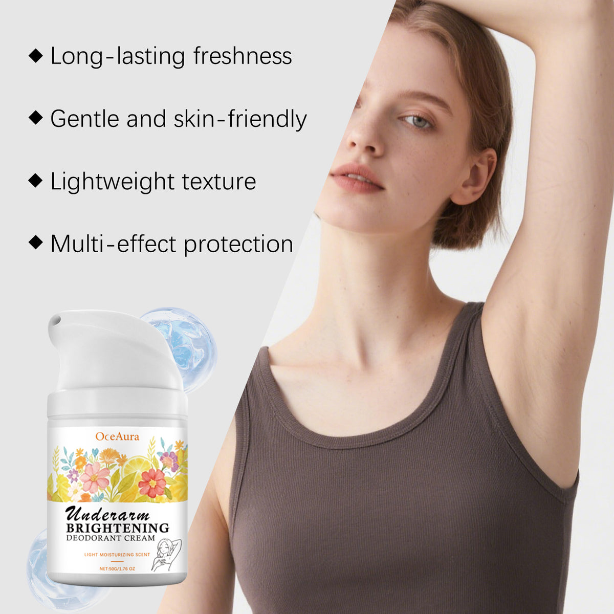 Underarm Brightening Deodorant Cream - 50g Skin Care for Dark Spots