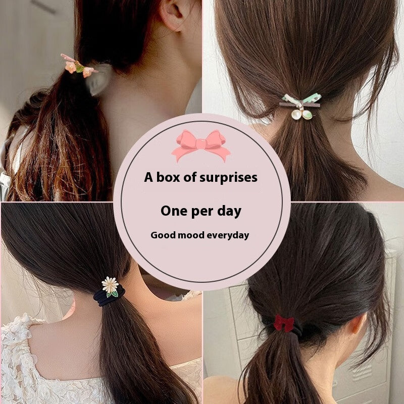 Elastic Leather Hair Ropes - Set of 7 Ponytail Holders