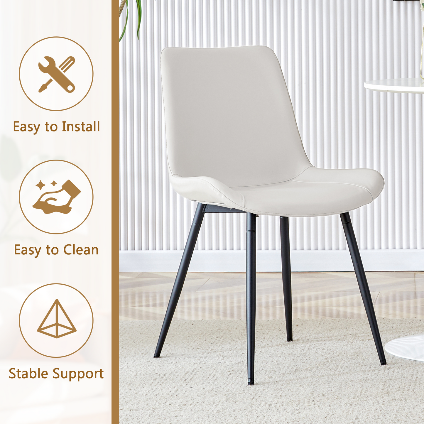 Table And Chair Set.42 Inch Modern Minimalist White Desktop Round