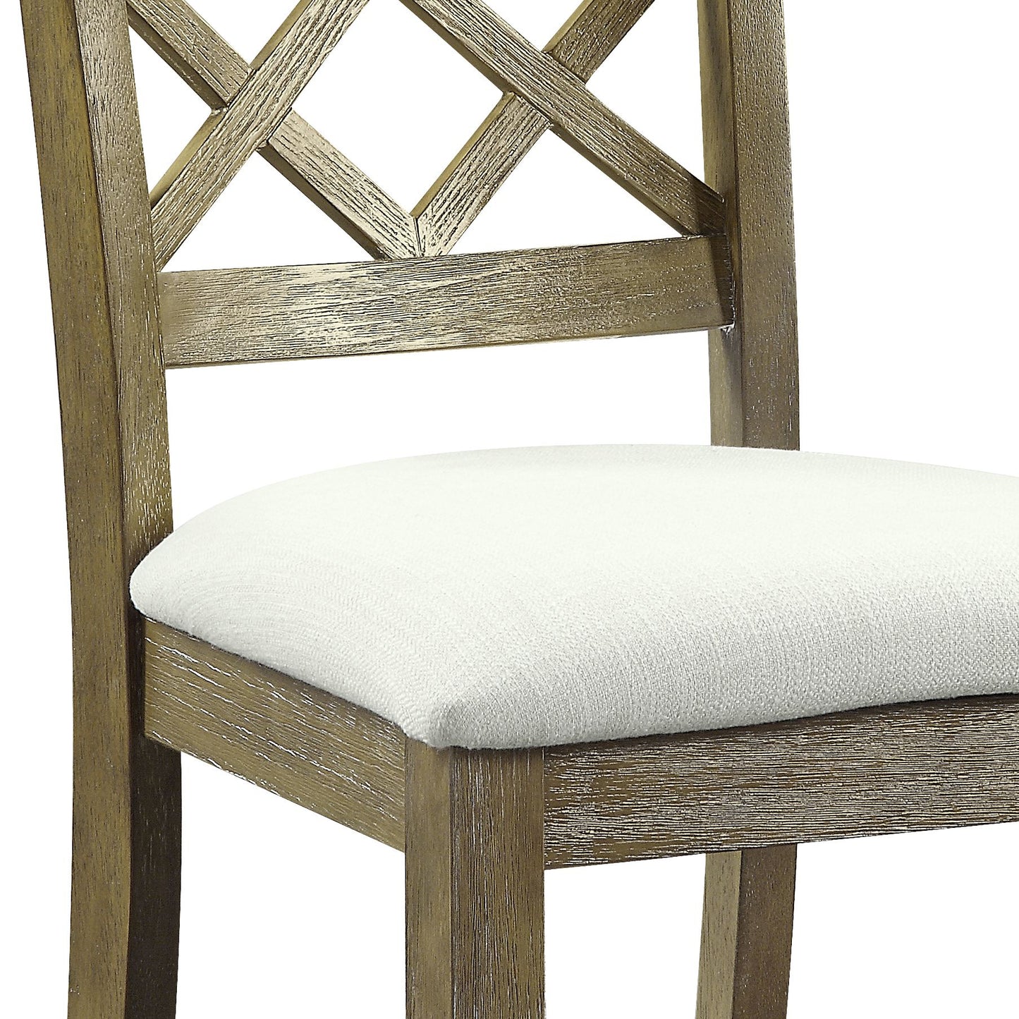 Karsen Beige Linen & Rustic Oak Finish Side Chairs - Set of 2