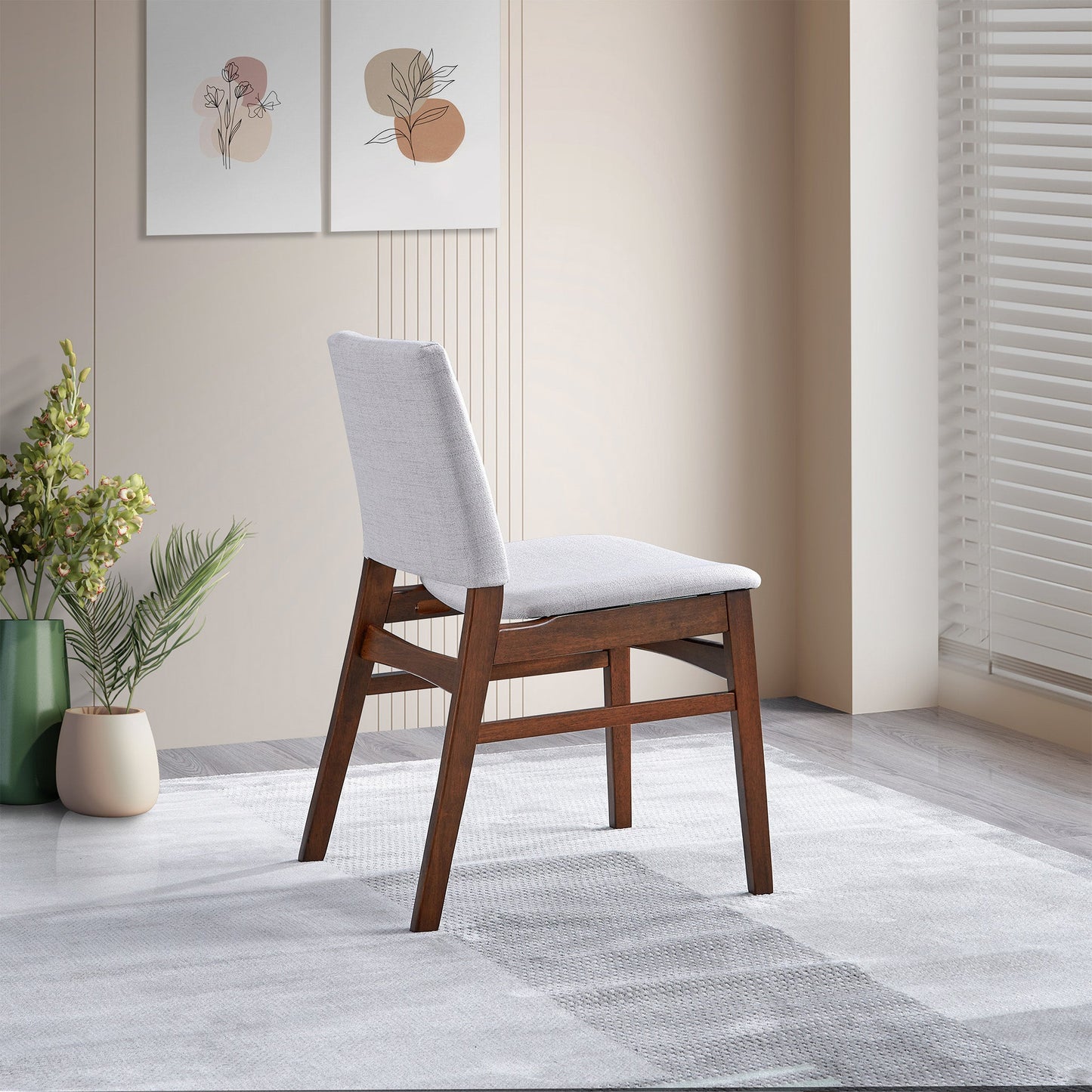 Gusto Mid-Century Modern Fabric Dining Chair Set Of 2 In Light Gray