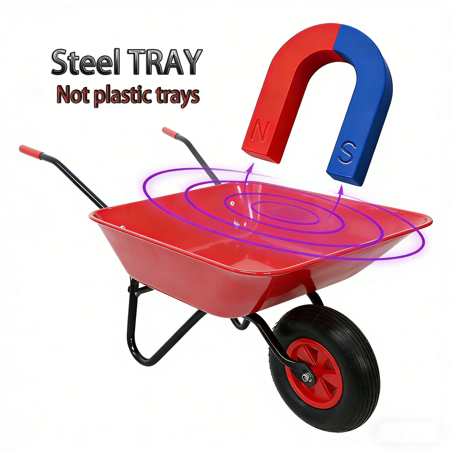 Steel TRAY Wheel Barrow Trolley For Red Garden 12 Inch Pneumatic