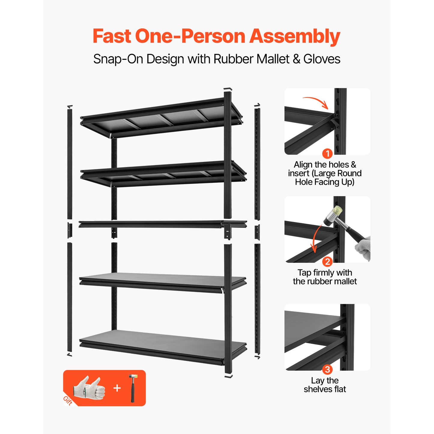 Heavy Duty Garage Storage Shelves - 5-Tier Adjustable Metal Utility Rack - 3000 Lb Capacity