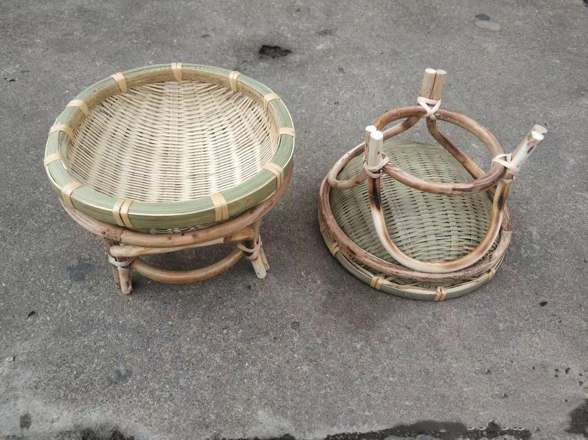 Handmade Bamboo Vegetable Basket for Kitchen & Garden - Multiple Styles