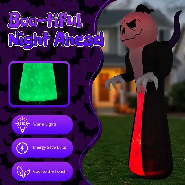 12FT Giant Grim Reaper Inflatable Halloween Decoration with LED Flame