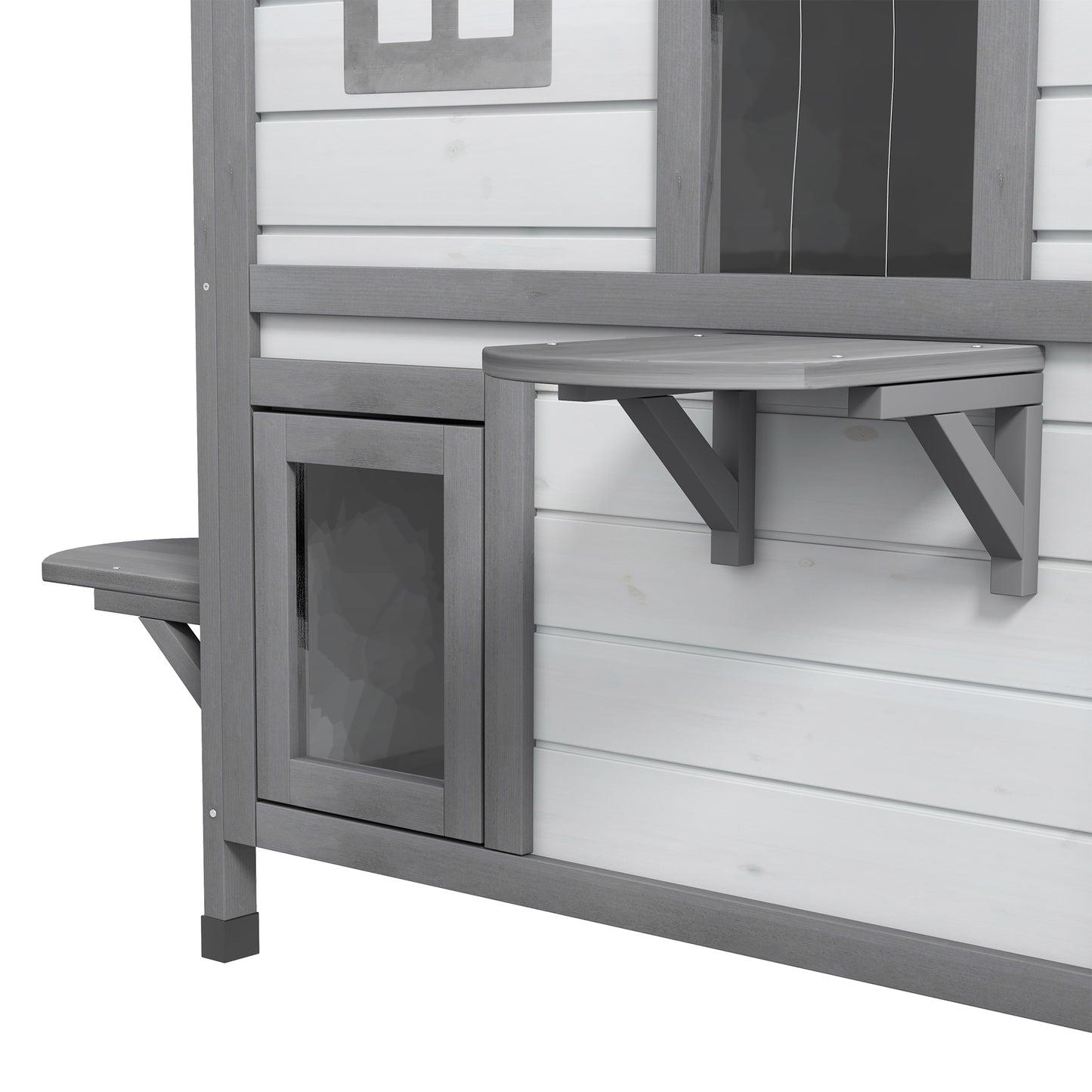 Wooden Outdoor Cat House with 2 Tiers and Openable Asphalt Roof - Feral Cat Shelter