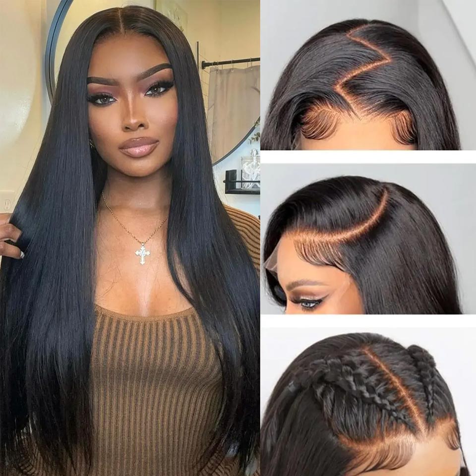 Straight Human Hair 4x4 Lace Closure Wig - 150% Density Natural Color