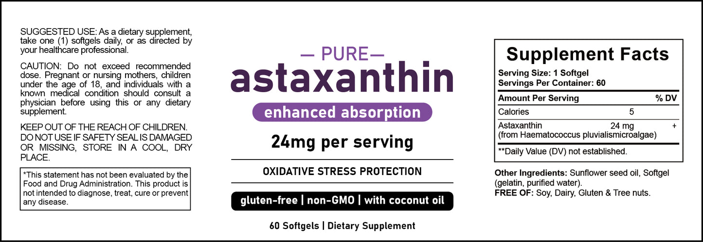 Krill Oil Soft Capsules with Astaxanthin - 60 Fish Oil Dietary Supplements