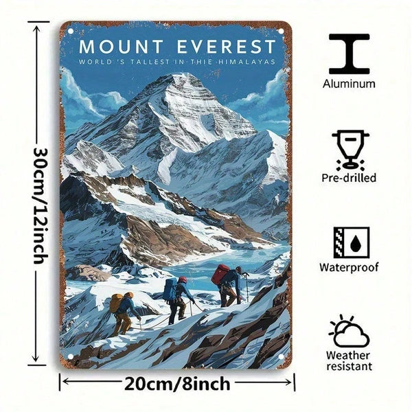 Vintage Mount Everest Metal Wall Art Sign - 8x12 Inch