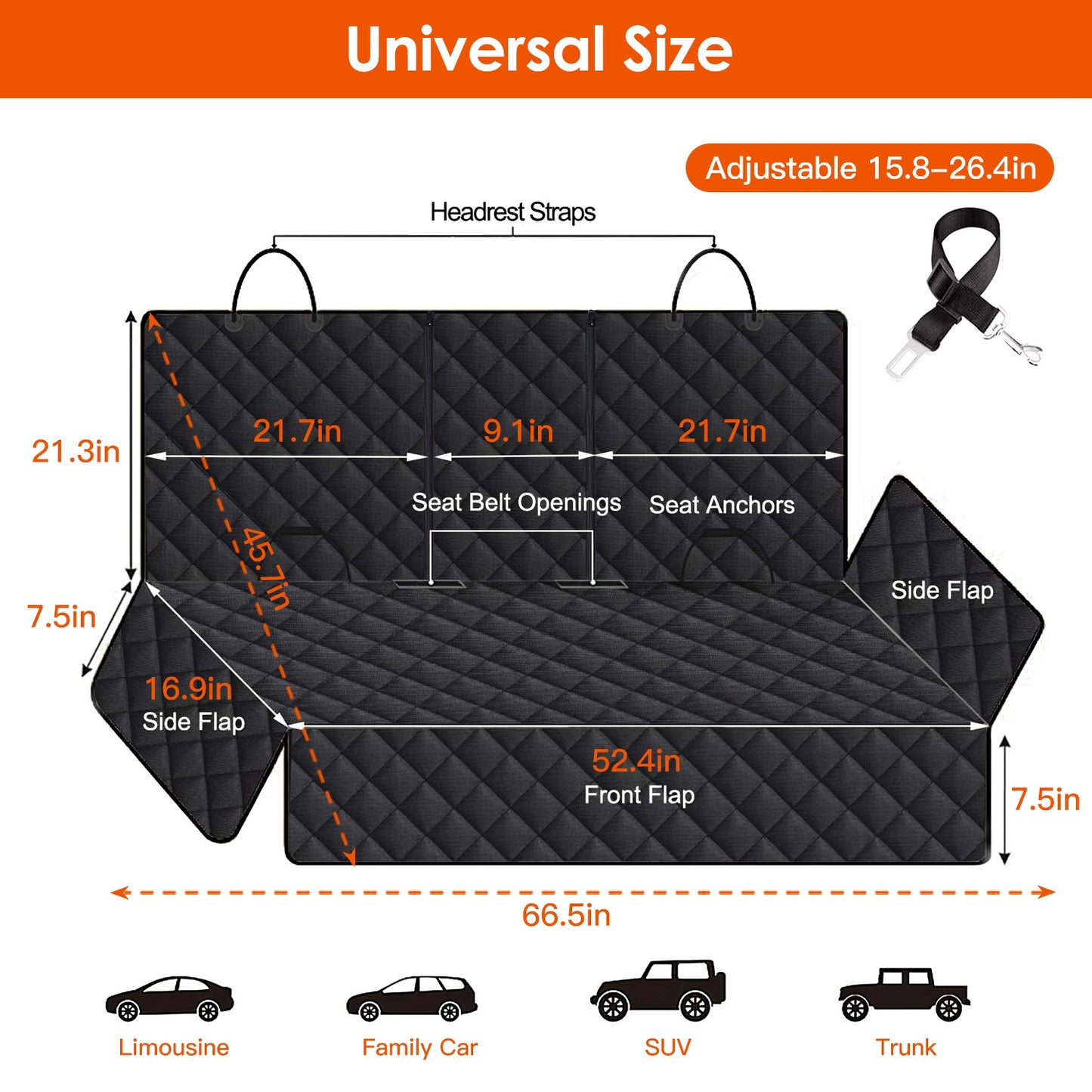 Waterproof Dog Car Seat Cover with Seat Belt - Universal Fit for SUV Truck & Car