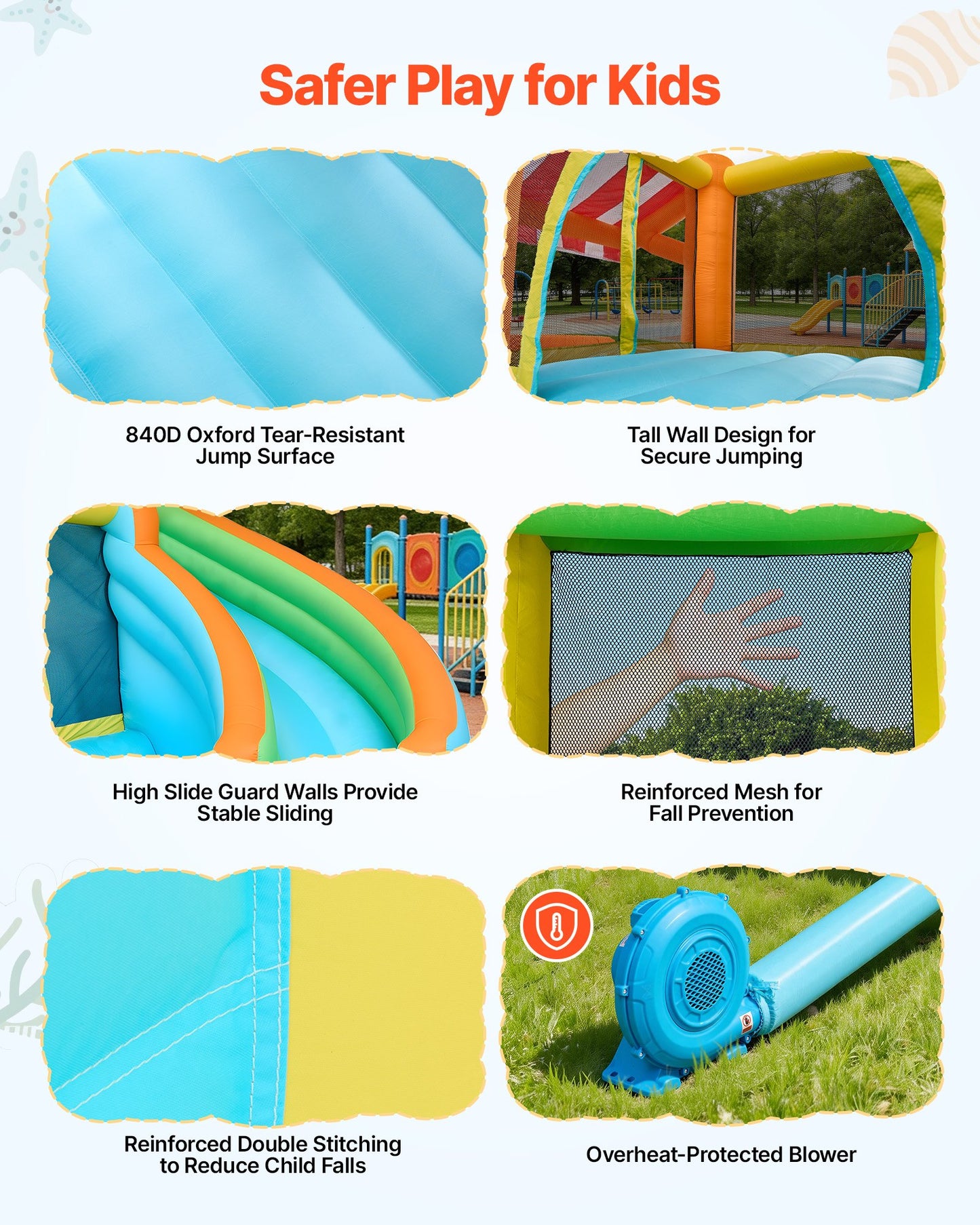 Inflatable Water Slide Bounce House for Kids - 14.9x12.8ft with Splash Pool & Market Booth