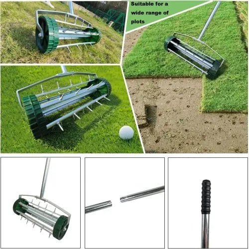 Heavy Duty Lawn Aerator with Steel Handle - Soil & Grass Maintenance Tool