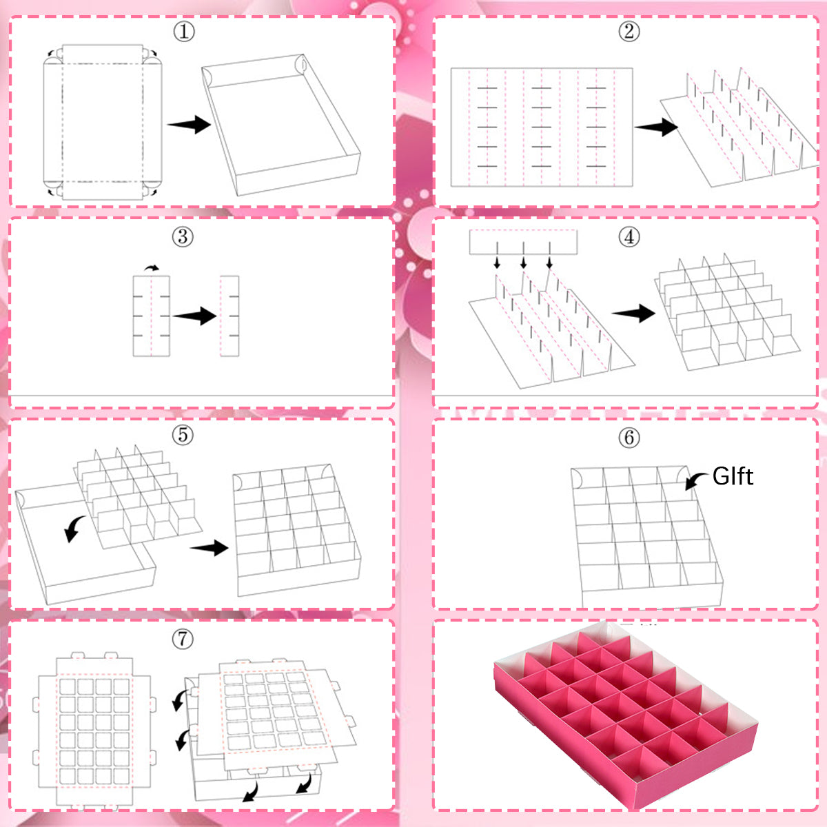 10 Pack Advent Calendar Gift Boxes - Pink, Black & Gold