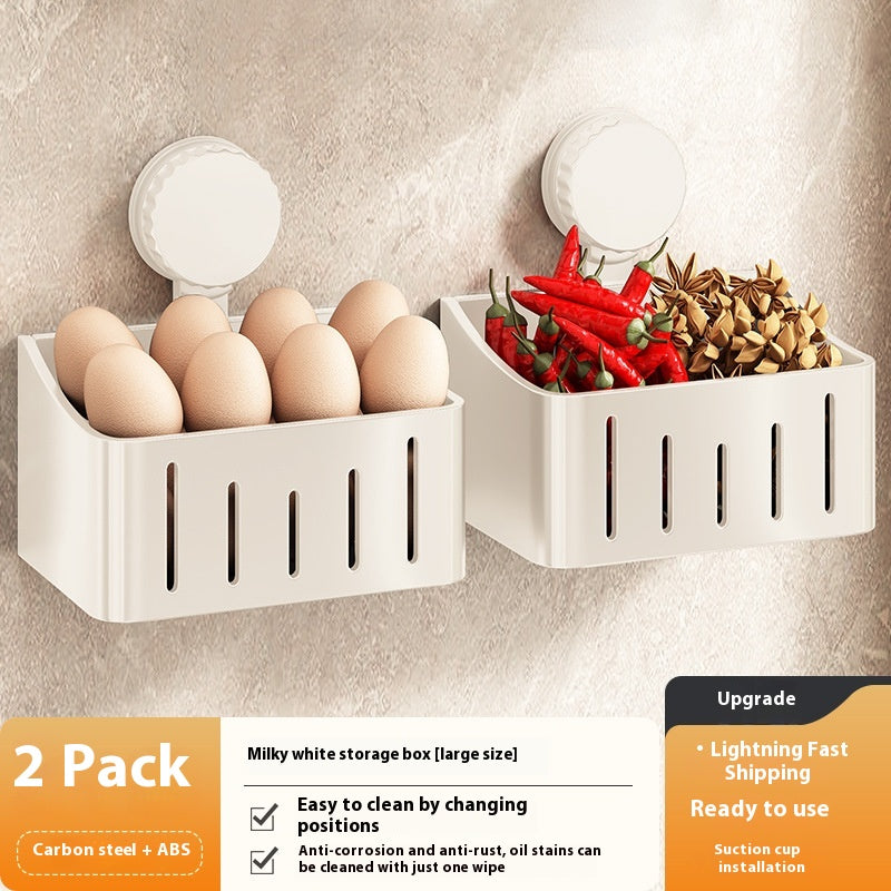 Wall-Mounted Onion, Ginger & Garlic Storage Rack with Suction Cups – Multi-Size & Color Options
