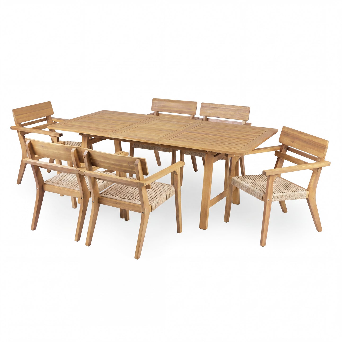 Extendable Acacia Wood Outdoor Dining Table - Teak Finish