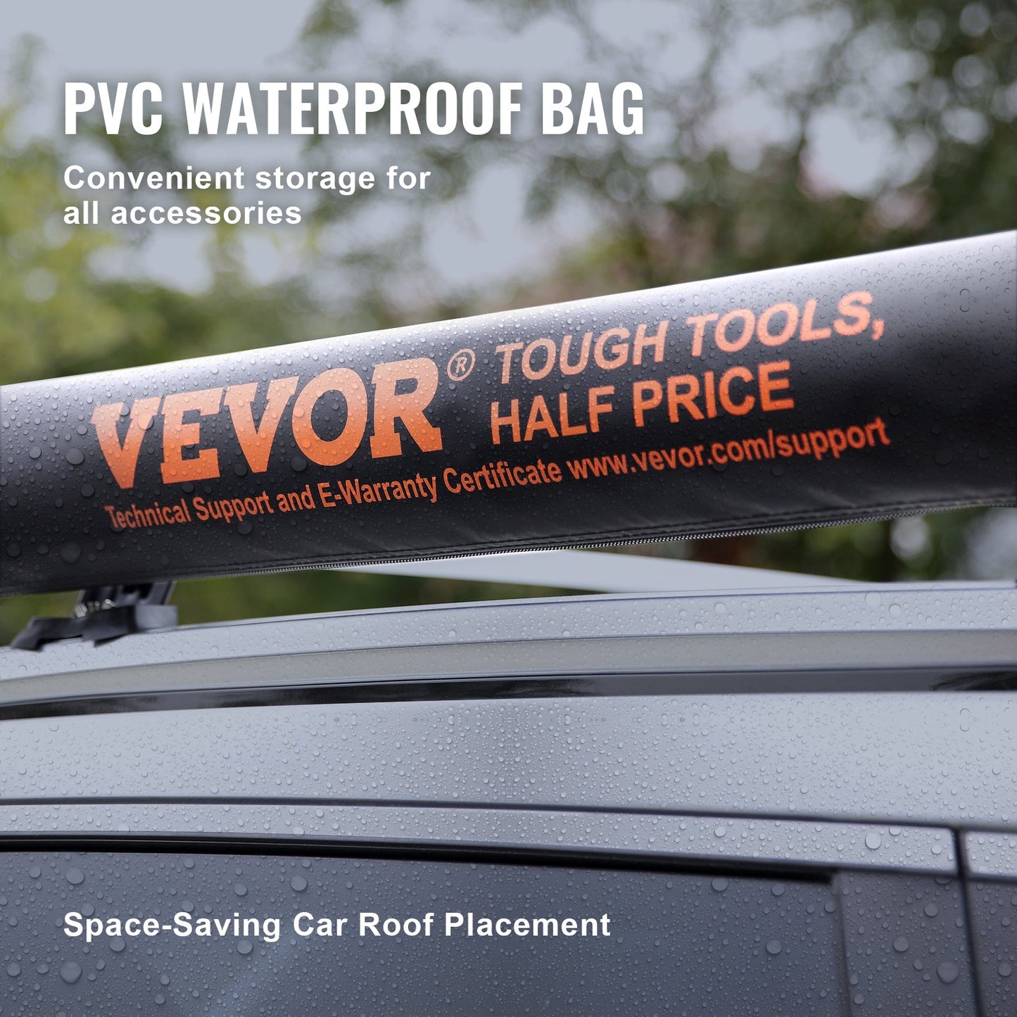 Large Car Side Awning 6.6x8.2 ft UV50+ Waterproof Retractable Sunshade for Truck SUV Van