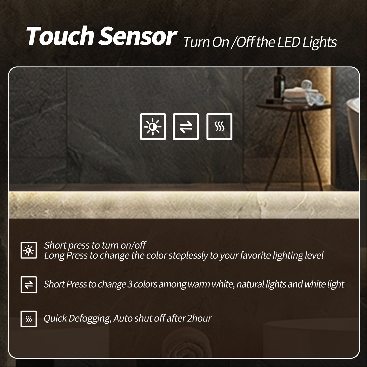 36x30 Inch LED Bathroom Mirror with Anti-Fog & Dimmable Lights