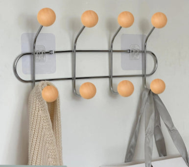 Nordic-Style Wall-Mounted Metal Coat Hook Rack - No-Drill, Modern Home Storage