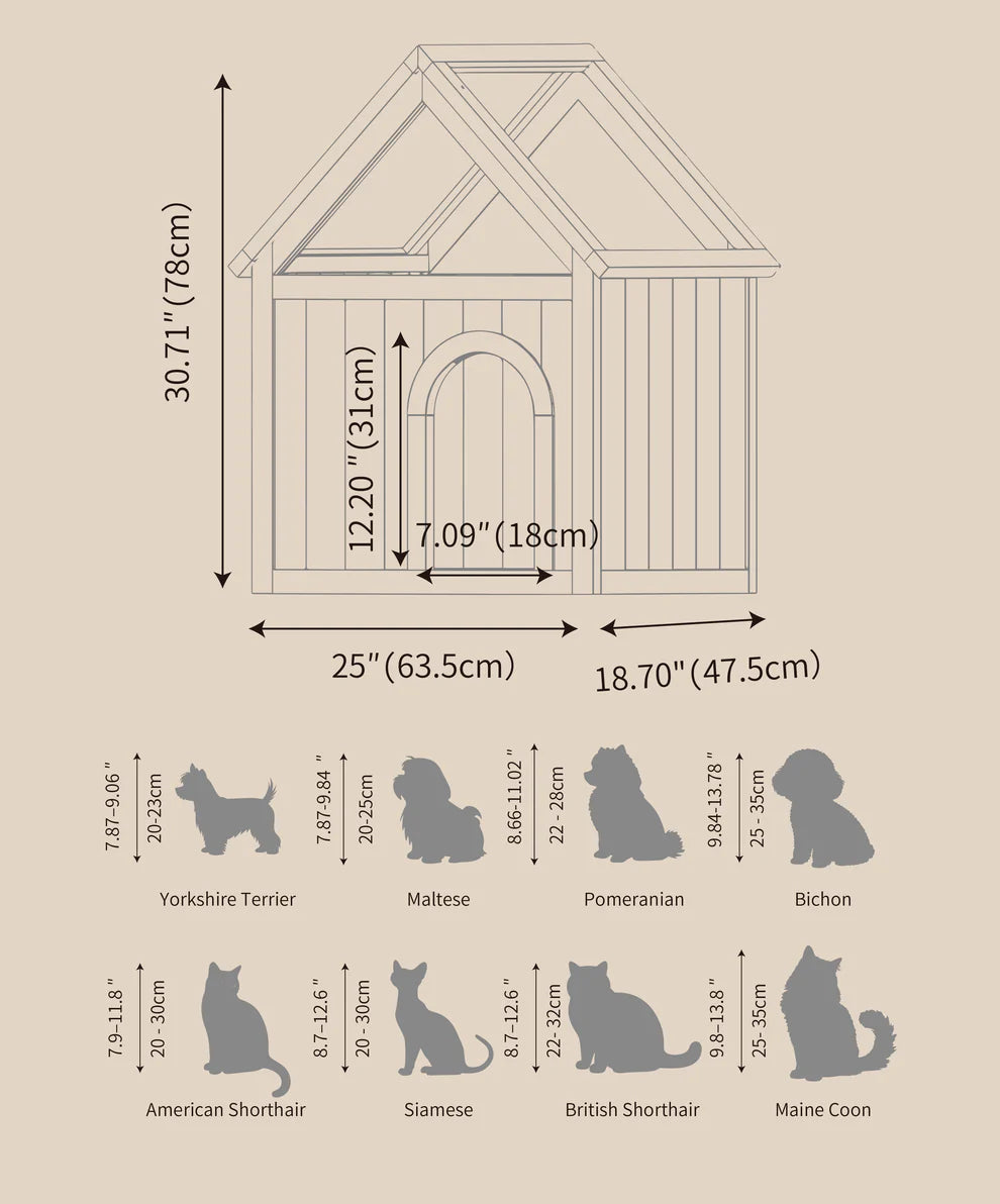 Indoor Cat House with Acrylic Roof — Wooden Pet Shelter for Small Cats & Dogs