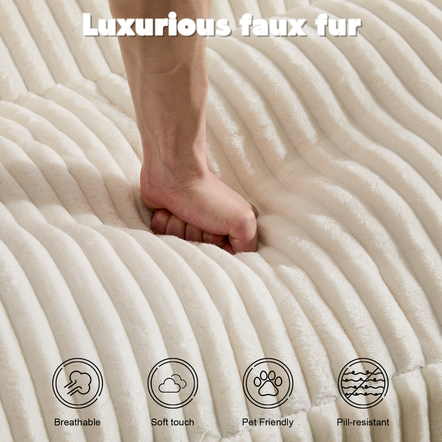 Oversized Double Chaise Lounge Chair - White Corduroy Sleeper