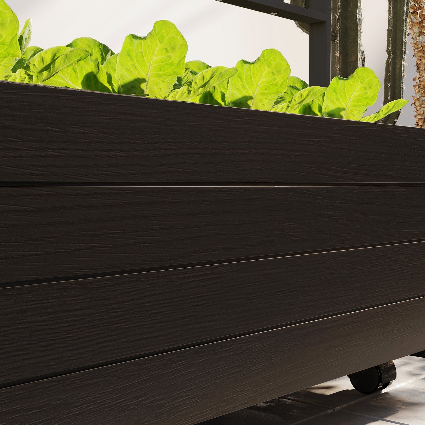 Outdoor Raised Garden Bed with Trellis and Wheels - Wooden Planter for Garden, Patio, Balcony