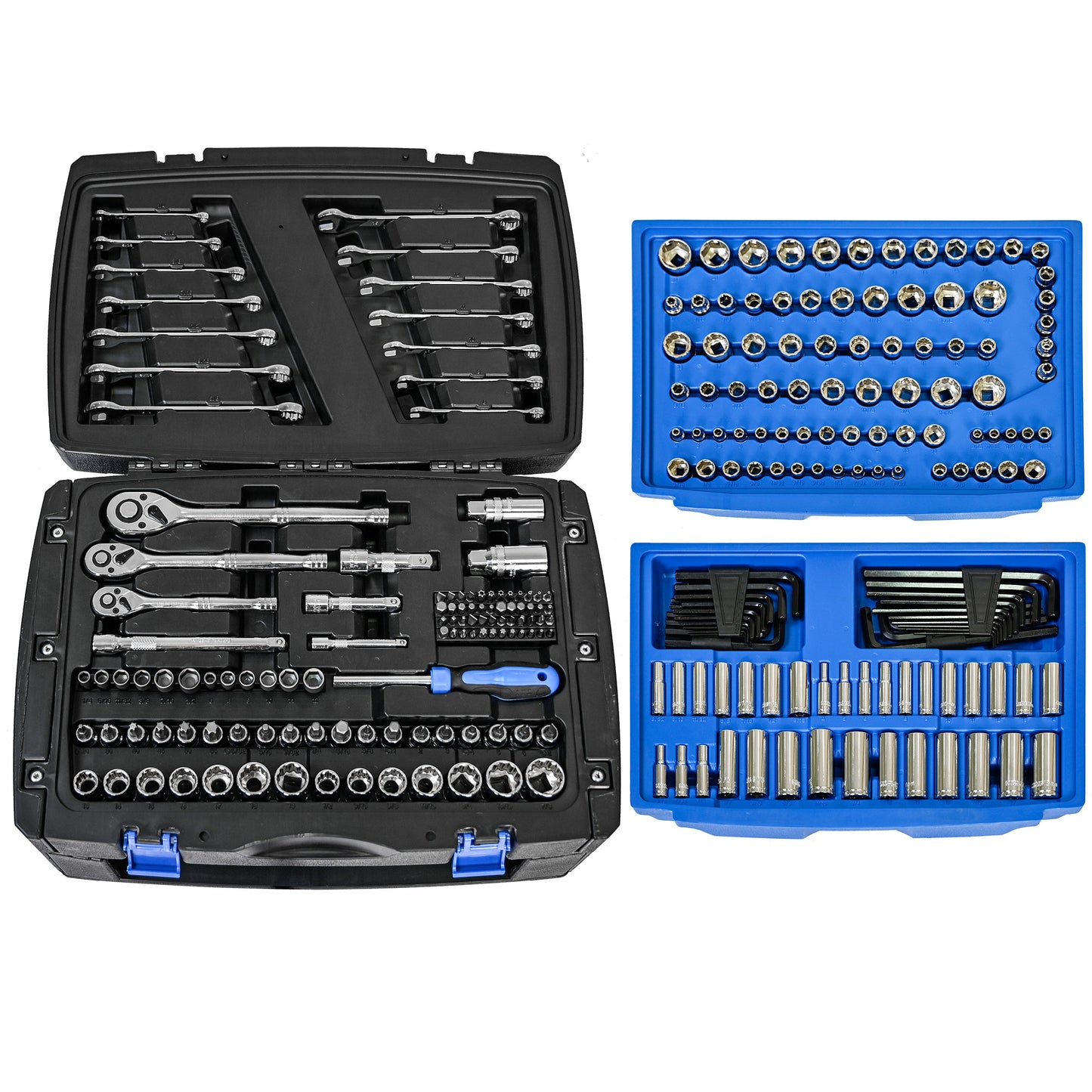 Black Hand Tool Box with 266-Piece Toolset, Portable Storage for DIY & Professional Use