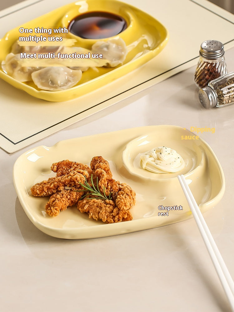 Ceramic Dumpling Plate Set - Square Food Serving Dishes for Kitchen & Dining