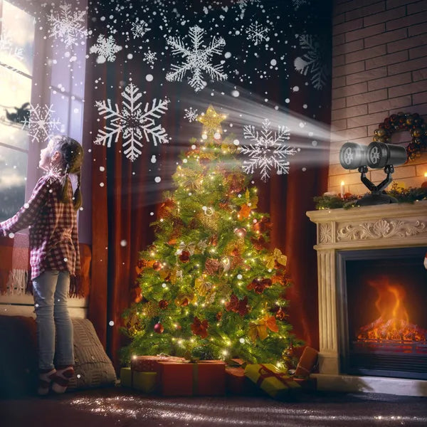 Christmas Snowflake Projector Light - Dual-Head LED, Waterproof