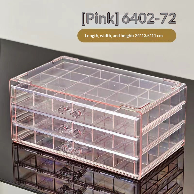 Multi-Tiered Acrylic Jewelry Organizer Box with Compartments - Home Storage