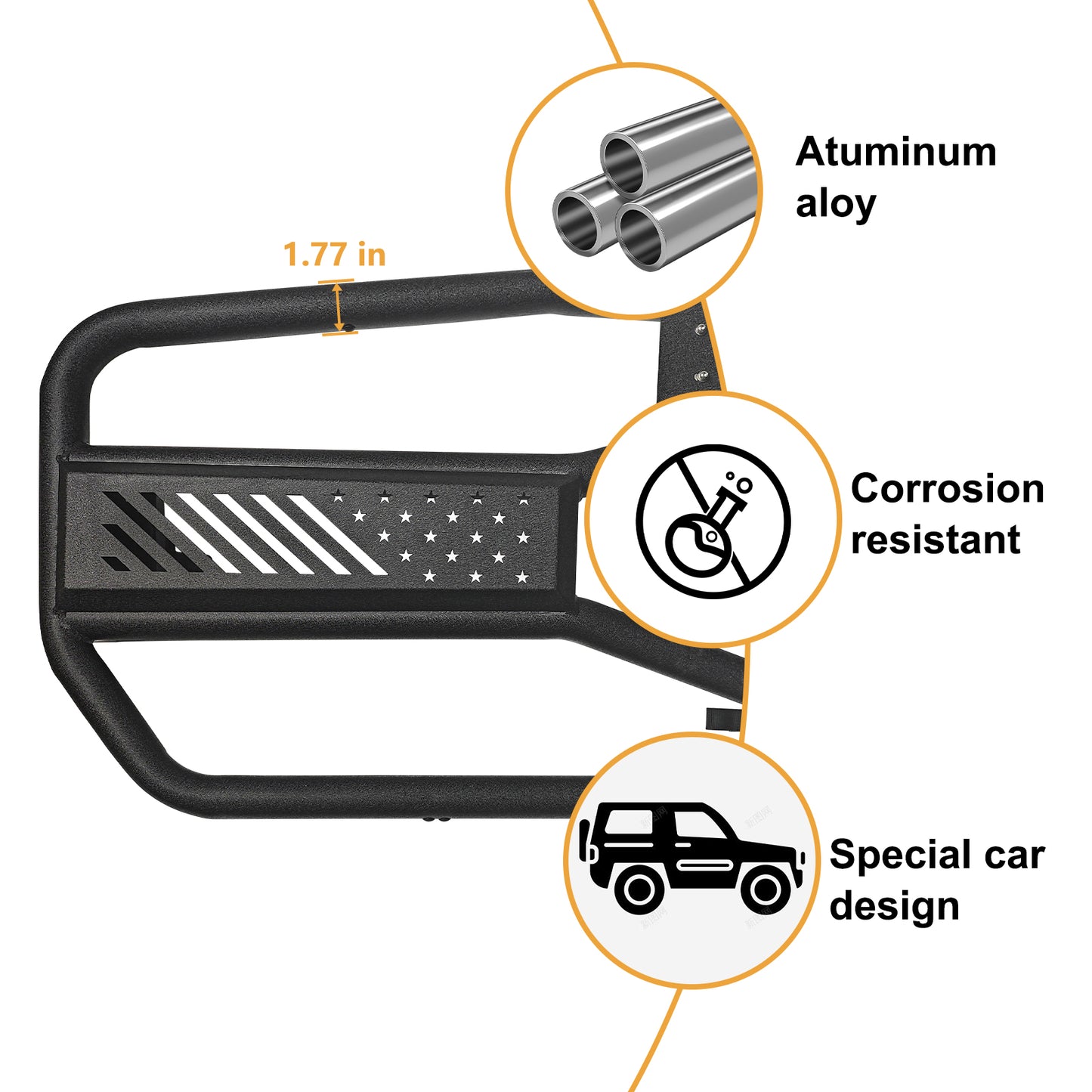 Tubular Half Doors with Side View Mirror for Jeep Wrangler JL 2018-2026 - Black