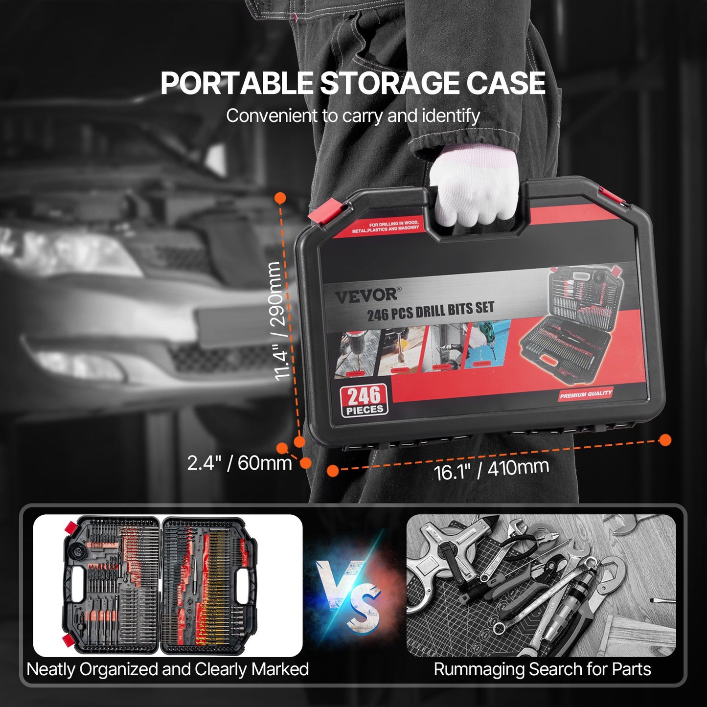 Power Drill Bit Set 246PCS with Carrying Case, Multi-Purpose Screwdriver & Nut Drivers