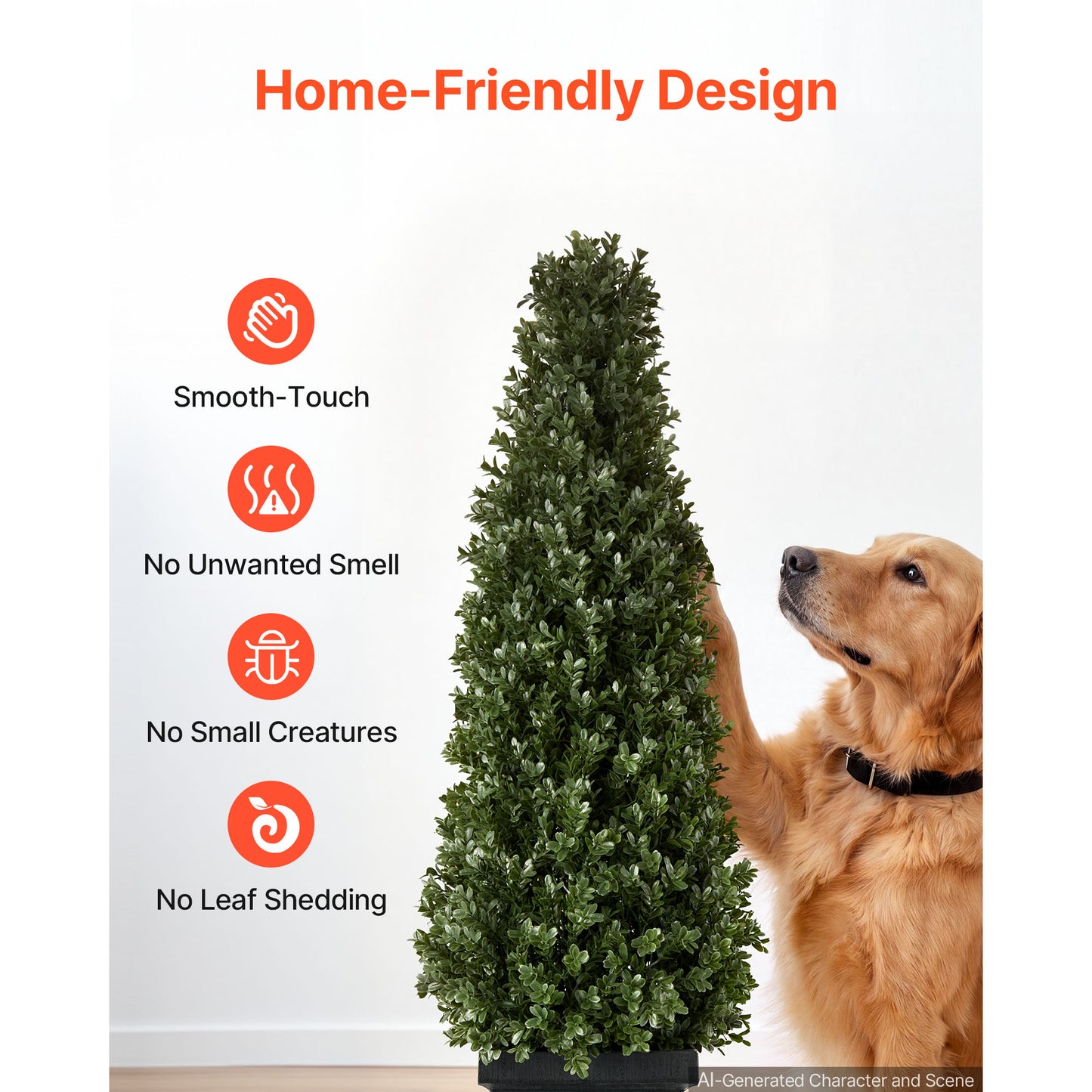 Artificial Boxwood Topiary 3.3 Ft Set of 2 - Faux Greenery for Indoor & Outdoor Decor