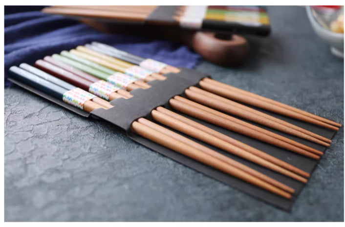 Wooden Chopsticks for One Person - Chestnut Dinnerware, 5 or 10 Pairs