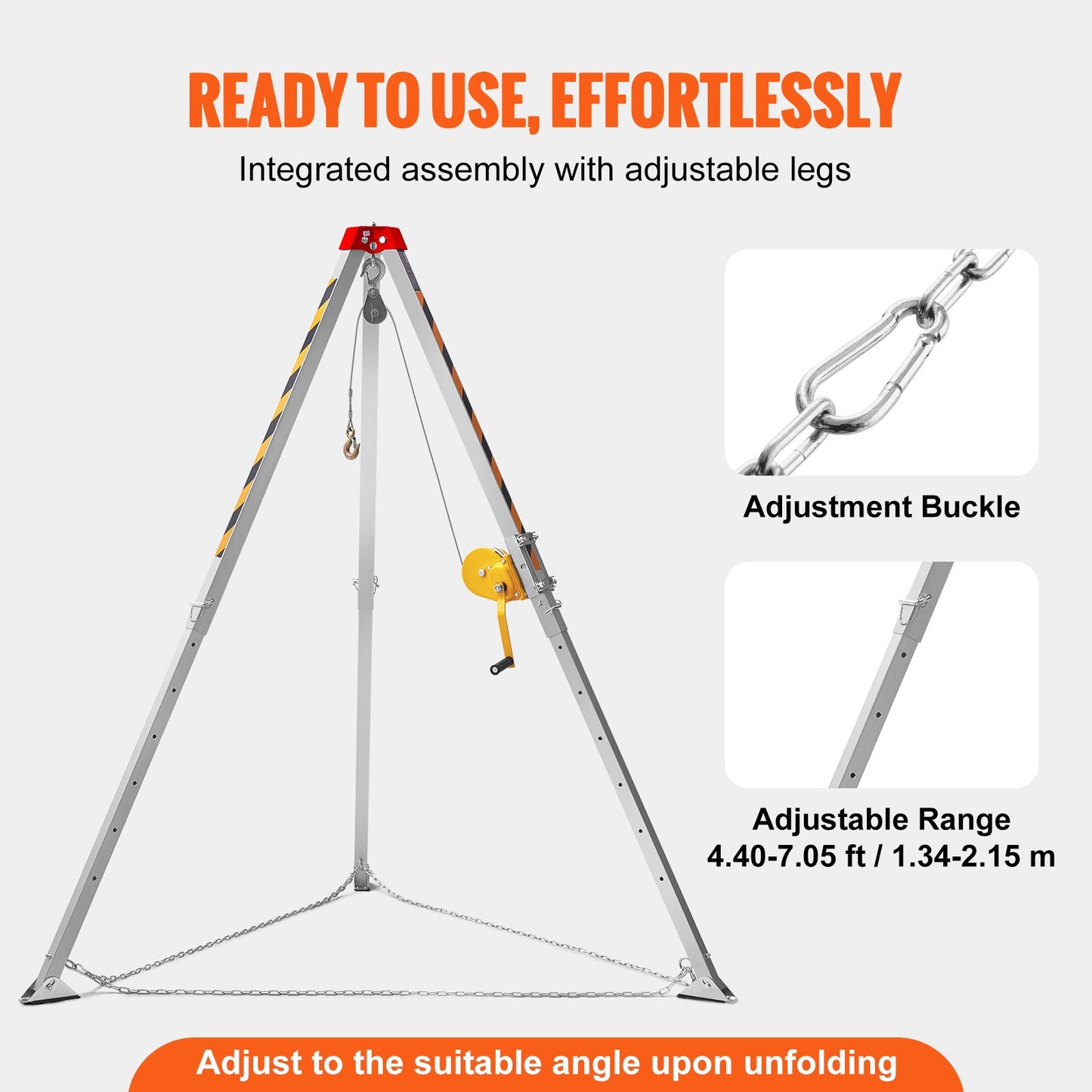 Confined Space Rescue Tripod Kit with 7-Ft Legs, 98-Ft Cable & Accessories
