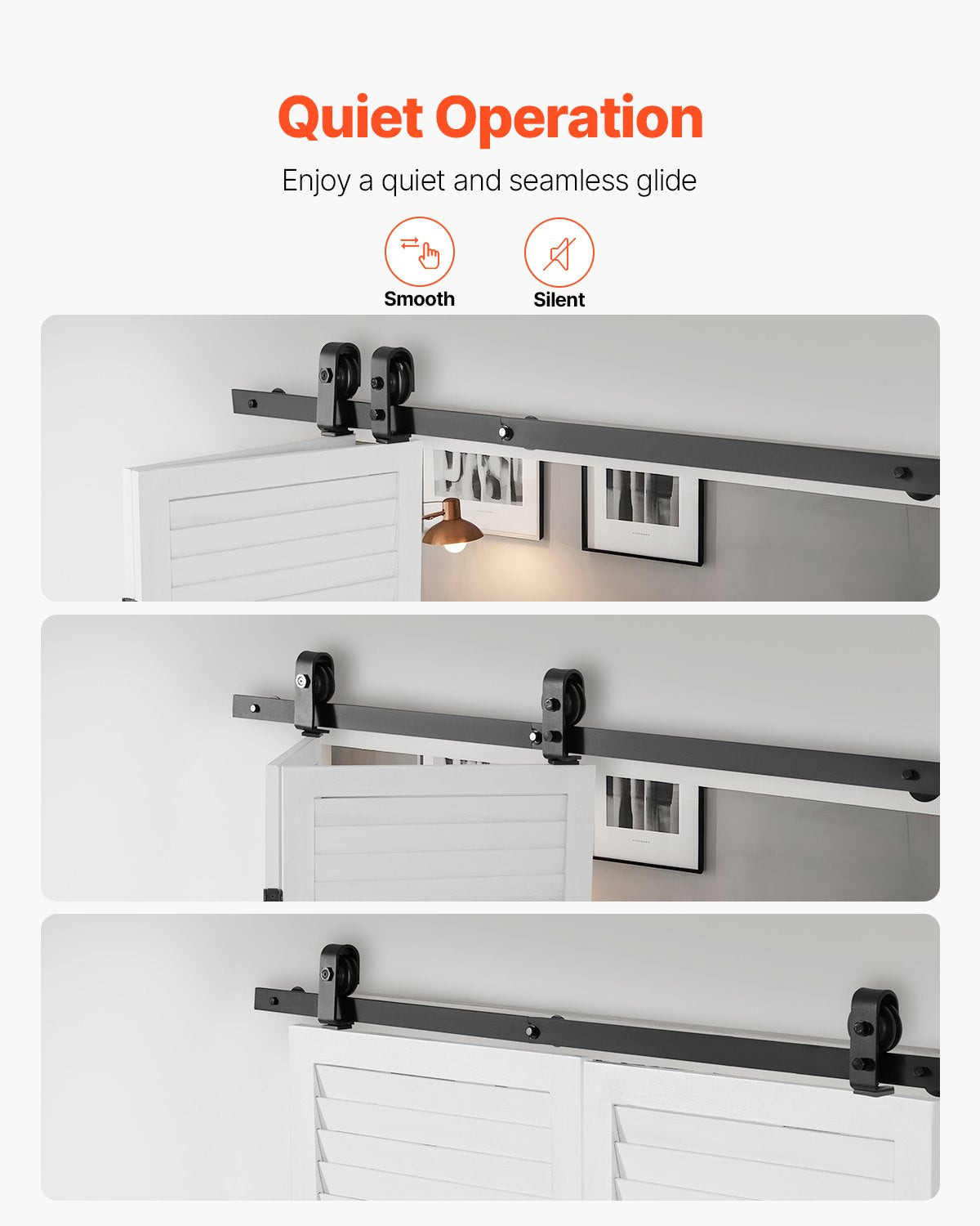 Bi-Folding Barn Door Hardware Track Kit 52 Feet for Two 24-Inch Doors - Black