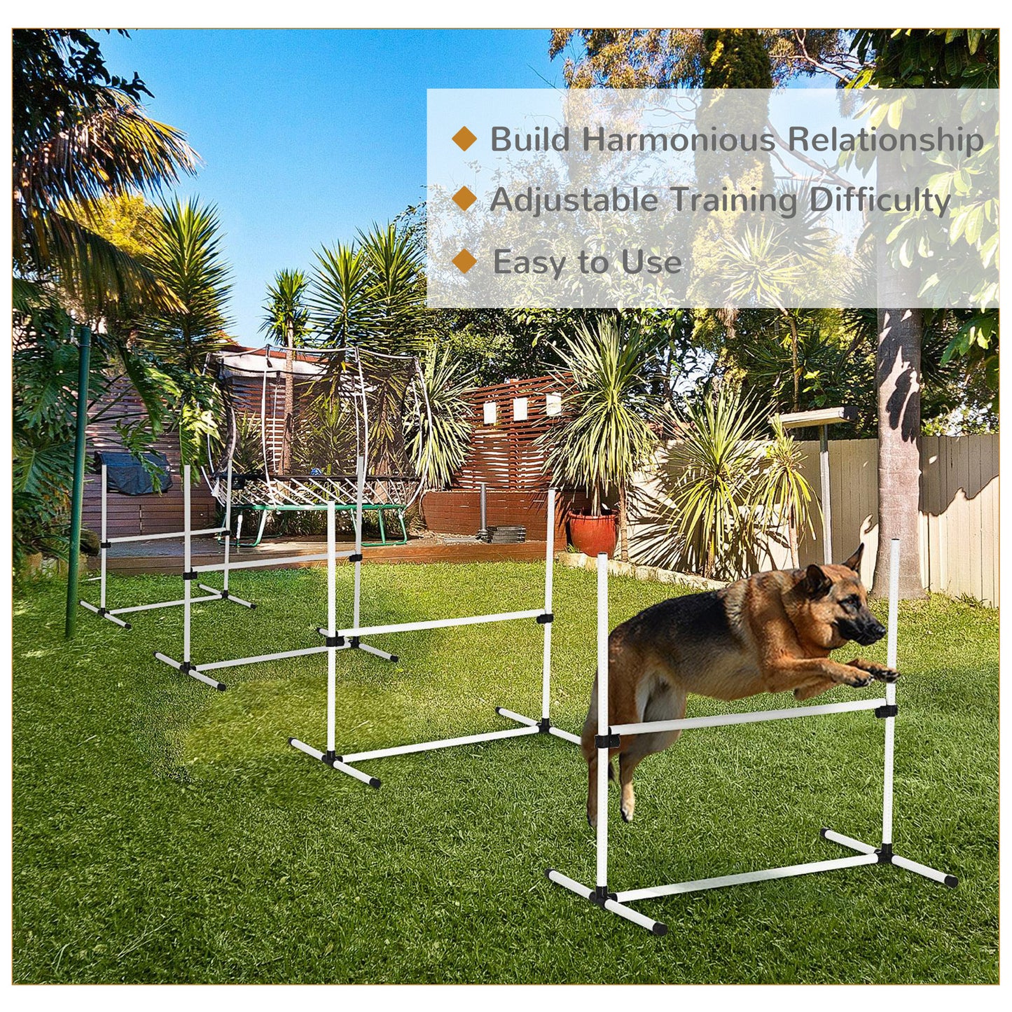 Dog Agility Training Equipment Set with Height-Adjustable Jump Poles - White, 4 Pieces