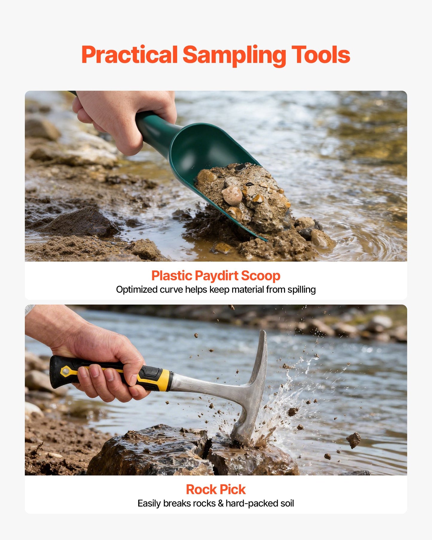 Gold Panning Kit with 10 & 14 Inch Pans, Classifier Sieves, Magnet, Scoops & Backpack - Beginner Prospecting Equipment