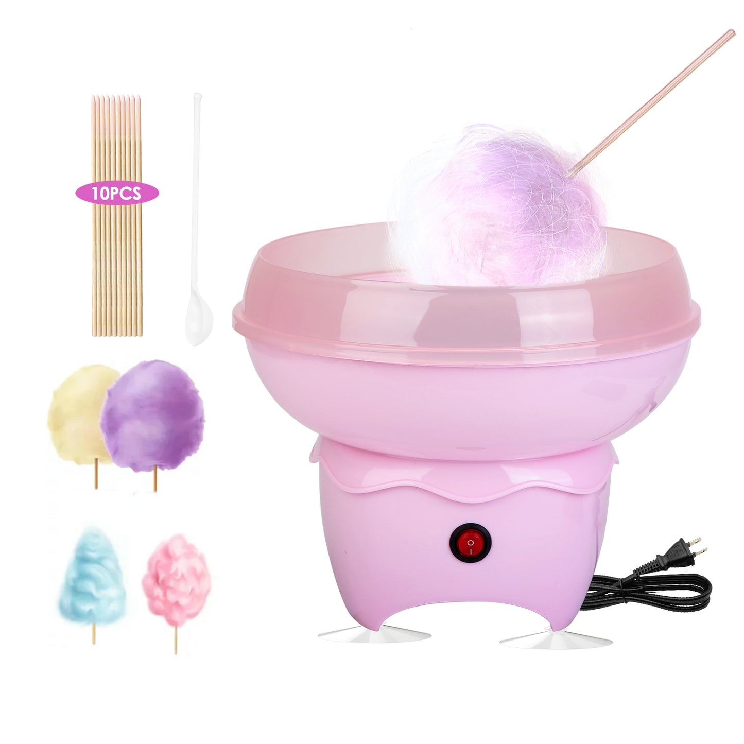Pink Cotton Candy Maker Portable Electric Kitchen Appliance for Kids